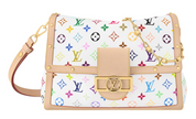 Louis Vuitton x Takashi Murakami Dauphine Soft GM White icône fleur logo blanc or chaine