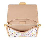 Louis Vuitton x Takashi Murakami Dauphine Soft GM White icône fleur logo blanc or chaine