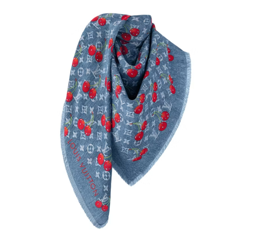 Louis Vuitton x Takashi Murakami Denim Cherry Shawl