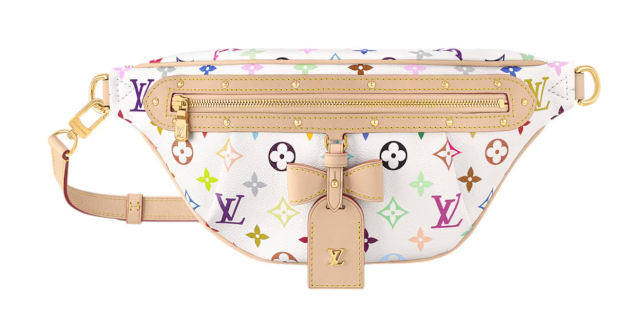 Louis Vuitton x Takashi Murakami High Rise White Multicolored blanc zip or fleurs blanc sacoche beige