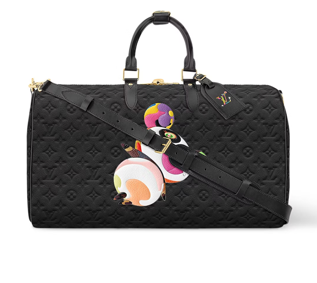 Louis Vuitton x Takashi Murakami Keepall Bandouliere noir panda multicolors logo icône