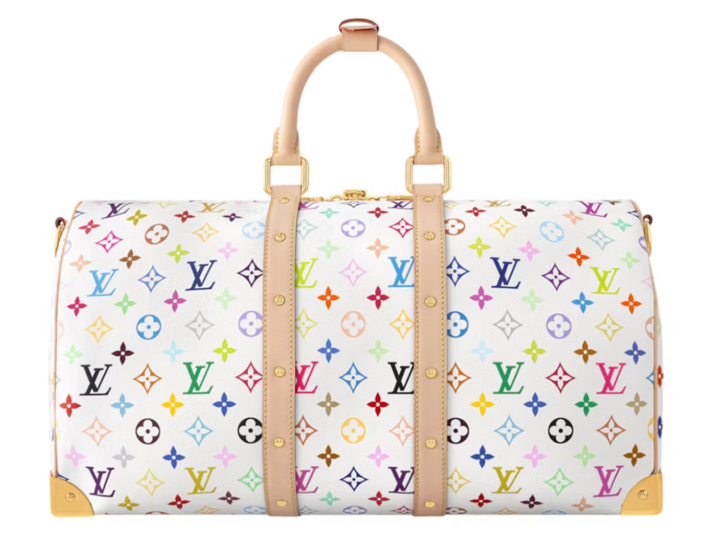 Louis Vuitton x Takashi Murakami Keepall Bandouliere arrière 45 White Multicolored fleurs blanc icône logo