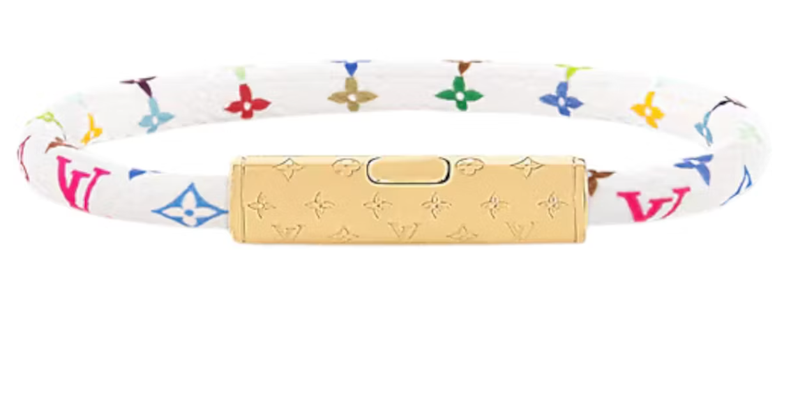 Louis Vuitton x Takashi Murakami LV Confidential Bracelet Blanc Multicolore or logo icône