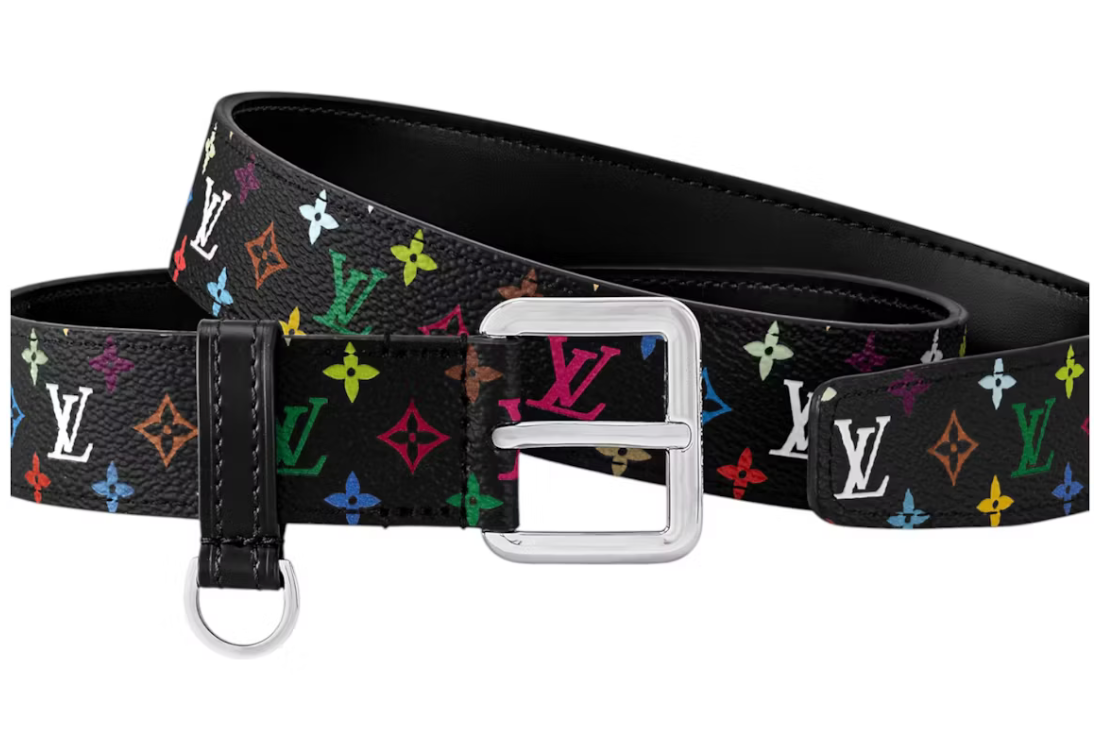 Louis Vuitton x Takashi Murakami LV D-Ring 30mm Belt Black Multicolored noir logo icône multicolors 