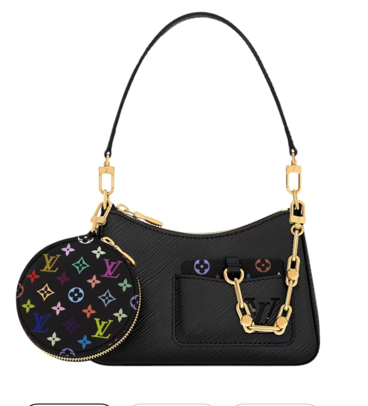 Louis Vuitton x Takashi Murakami Marellini sac à main dorée noir icône logo