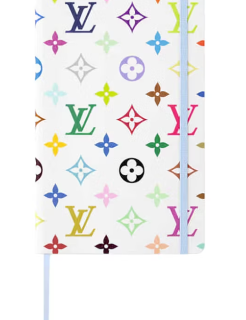 Louis Vuitton x Takashi Murakami Monogramme Multicolore Carnet Jane MM Blanc bleu logo icône lv 