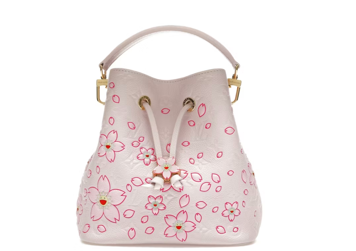 Louis Vuitton x Takashi Murakami NeoNoe BB Pearl Rose et blanc , détaille dorée
