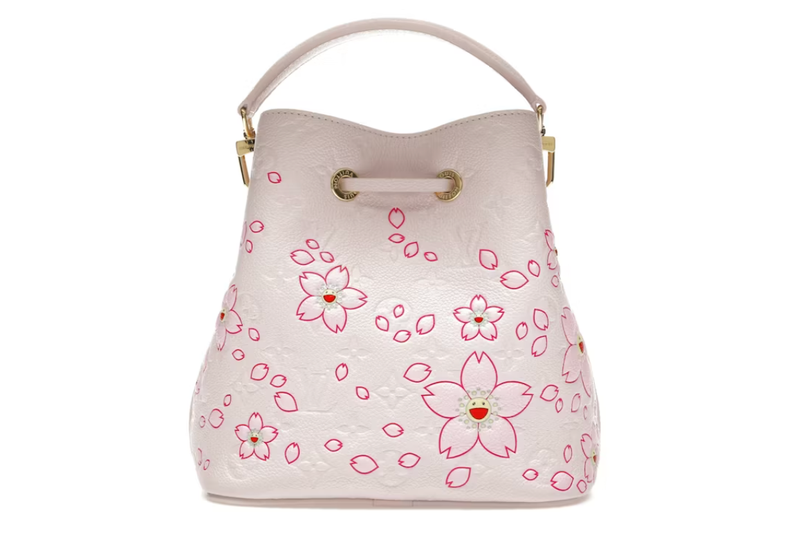 Louis Vuitton x Takashi Murakami NeoNoe BB Pearl Rose et blanc , détaille dorée