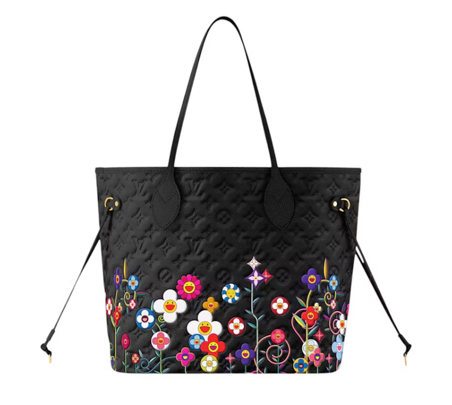 Louis Vuitton x Takashi Murakami Neverfull MM Black fleurs soleil logo icône murakami noir 