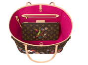 Louis Vuitton x Takashi Murakami Neverfull MM Superflat Monogram intérieur rose sac logo icône