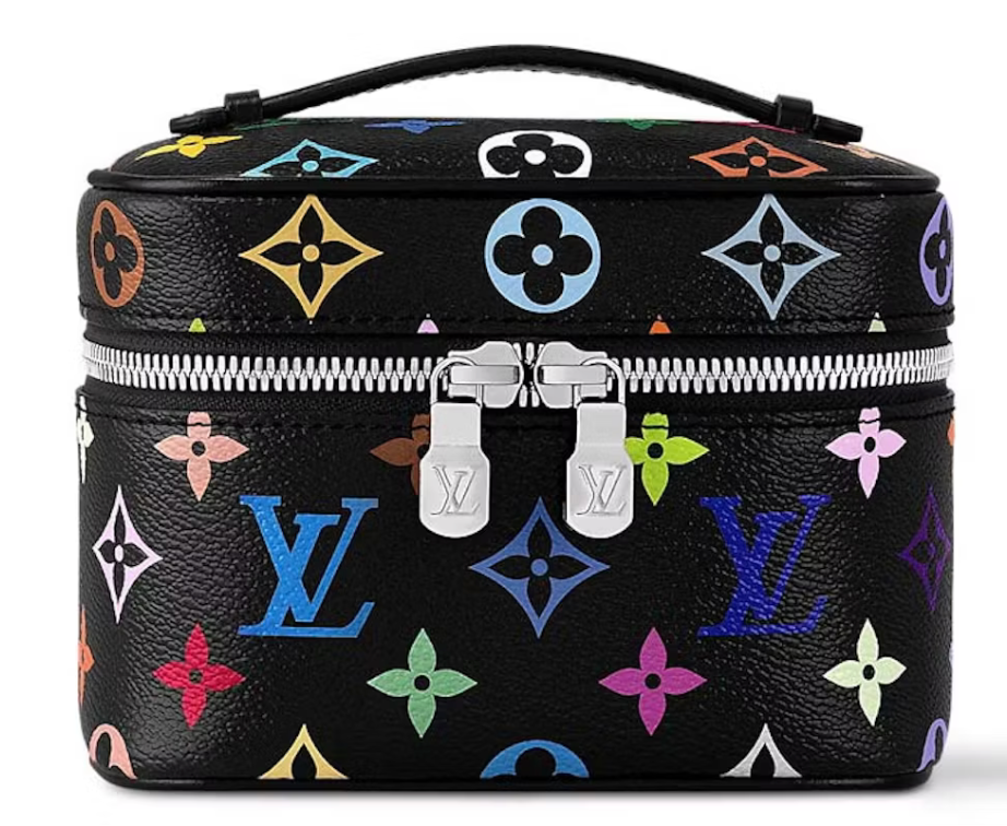 Louis Vuitton x Takashi Murakami Nice Nano zip argent logo noir icône multicolors