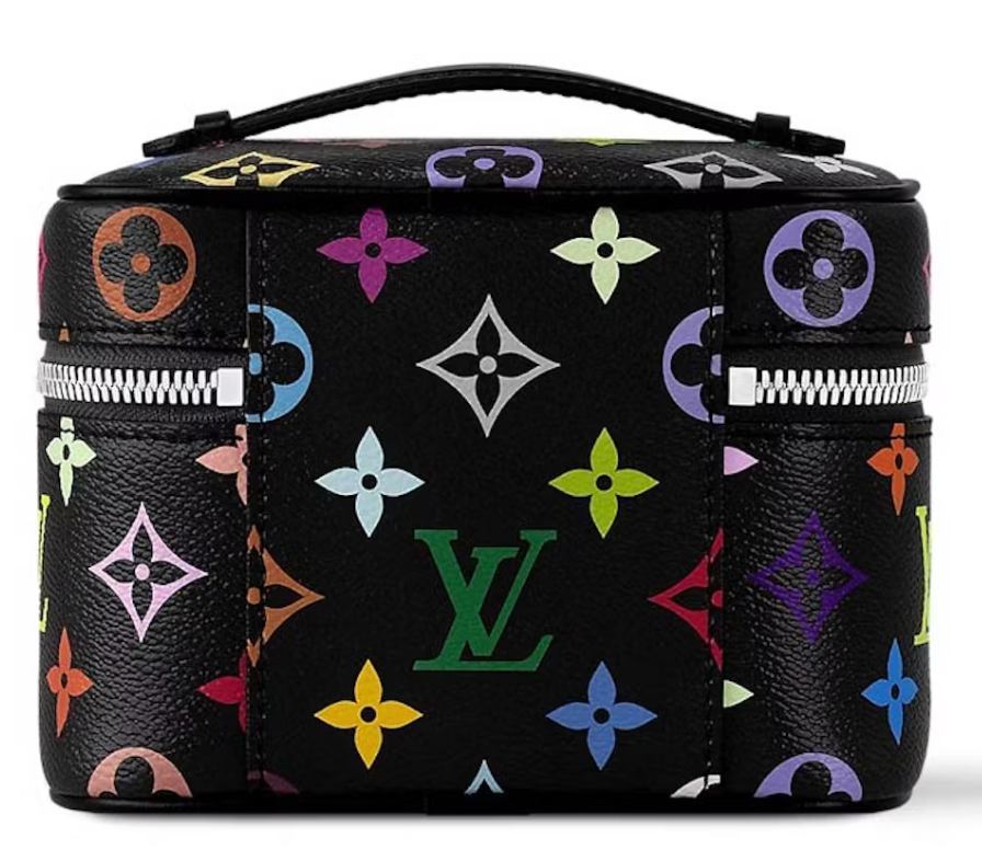 Louis Vuitton x Takashi Murakami Nice Nano zip argent logo noir icône multicolors