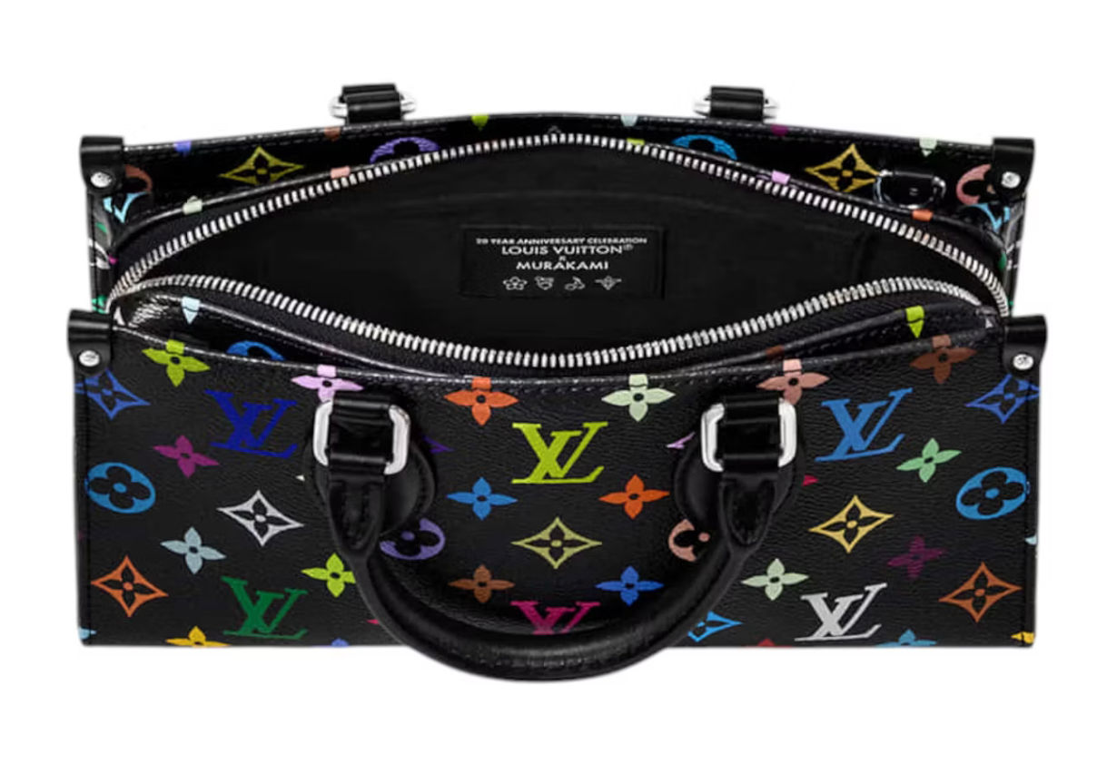 Louis Vuitton x Takashi Murakami OnTheGo East West Chain noir argent zip logo fleurs noir icône