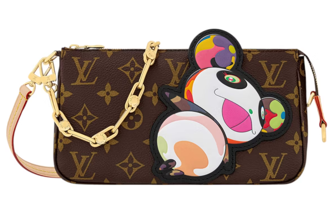 Louis Vuitton x Takashi Murakami Panda Pochette Accessoires Monogramme panda zip or marron fleurs