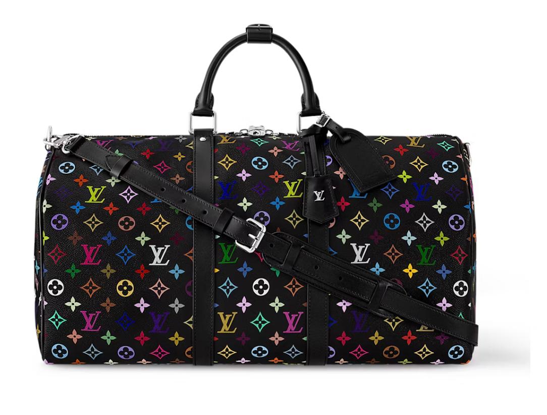 Louis Vuitton x Takashi Murakami Petite Malle Superflat Monogram logo fleur multicolors argent noir