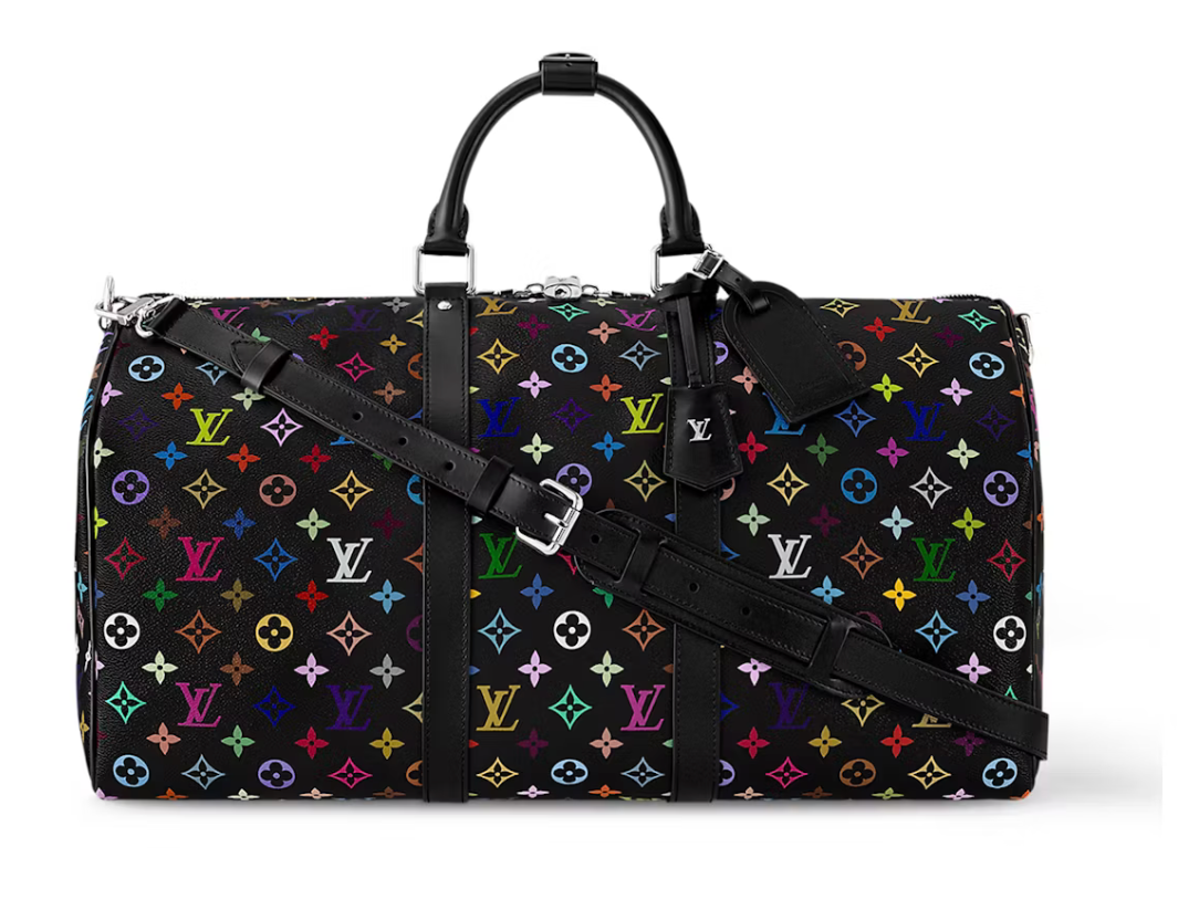 Louis Vuitton x Takashi Murakami Petite Malle Superflat Monogram logo fleur multicolors argent noir