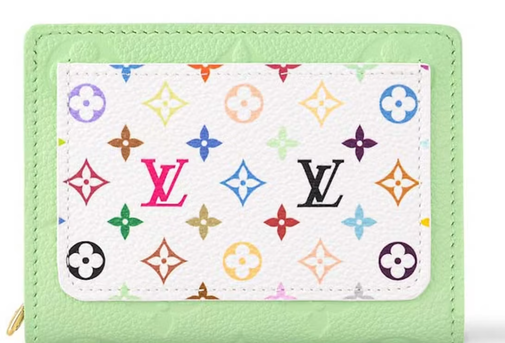Louis Vuitton x Takashi Murakami Portefeuille Claire Vert Thé fleurs multicolore logo icône