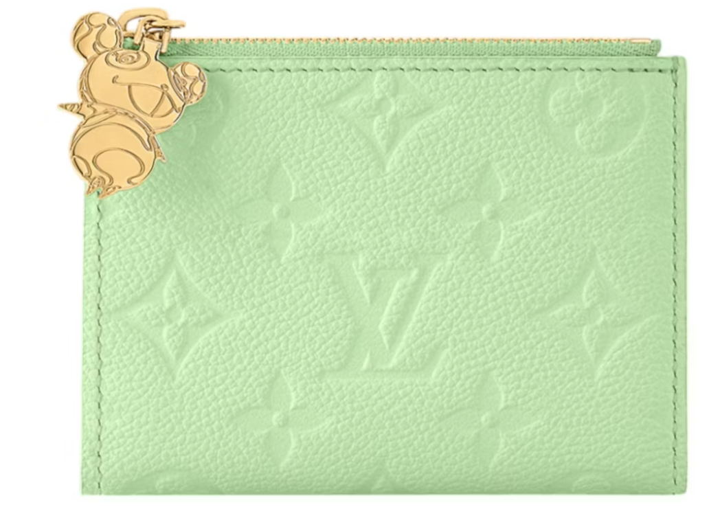 Louis Vuitton x Takashi Murakami Portefeuille Lisa Thé Vert zip or logo icône fleurs panda