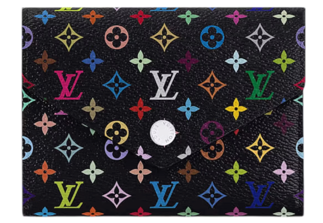 Louis Vuitton x Takashi Murakami Portefeuille Victorine Noir Multicolore noir logo icône lv