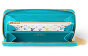Louis Vuitton x Takashi Murakami Portefeuille Zippy Kabira Bleu zip or logo lv pochette blanche