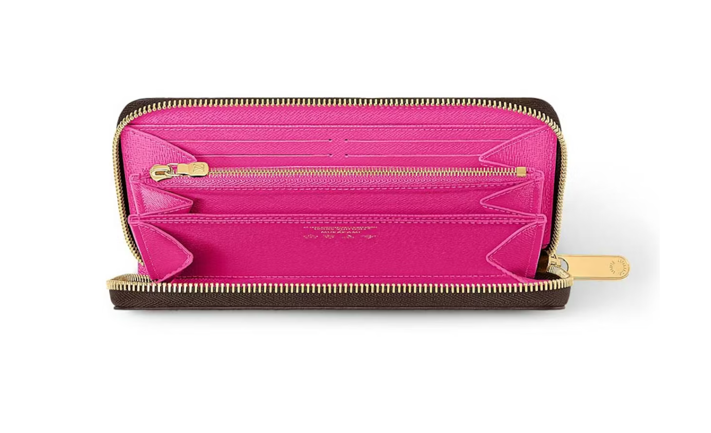 Louis Vuitton x Takashi Murakami Portefeuille Zippy Monogramme marron cuir fleurs 