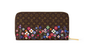 Louis Vuitton x Takashi Murakami Portefeuille Zippy Monogramme marron cuir fleurs 