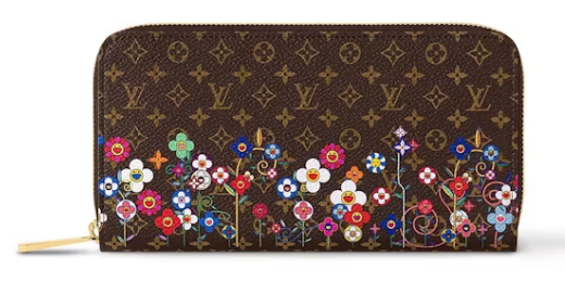 Louis Vuitton x Takashi Murakami Portefeuille Zippy Monogramme marron cuir fleurs 
