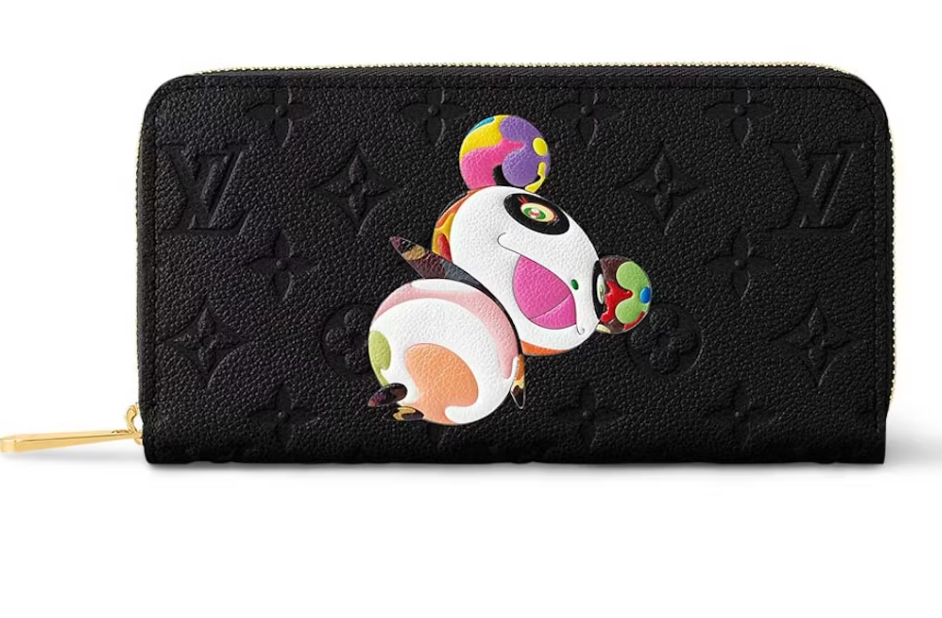 Louis Vuitton x Takashi Murakami Portefeuille Zippy Noir panda blanc multicolore cuir