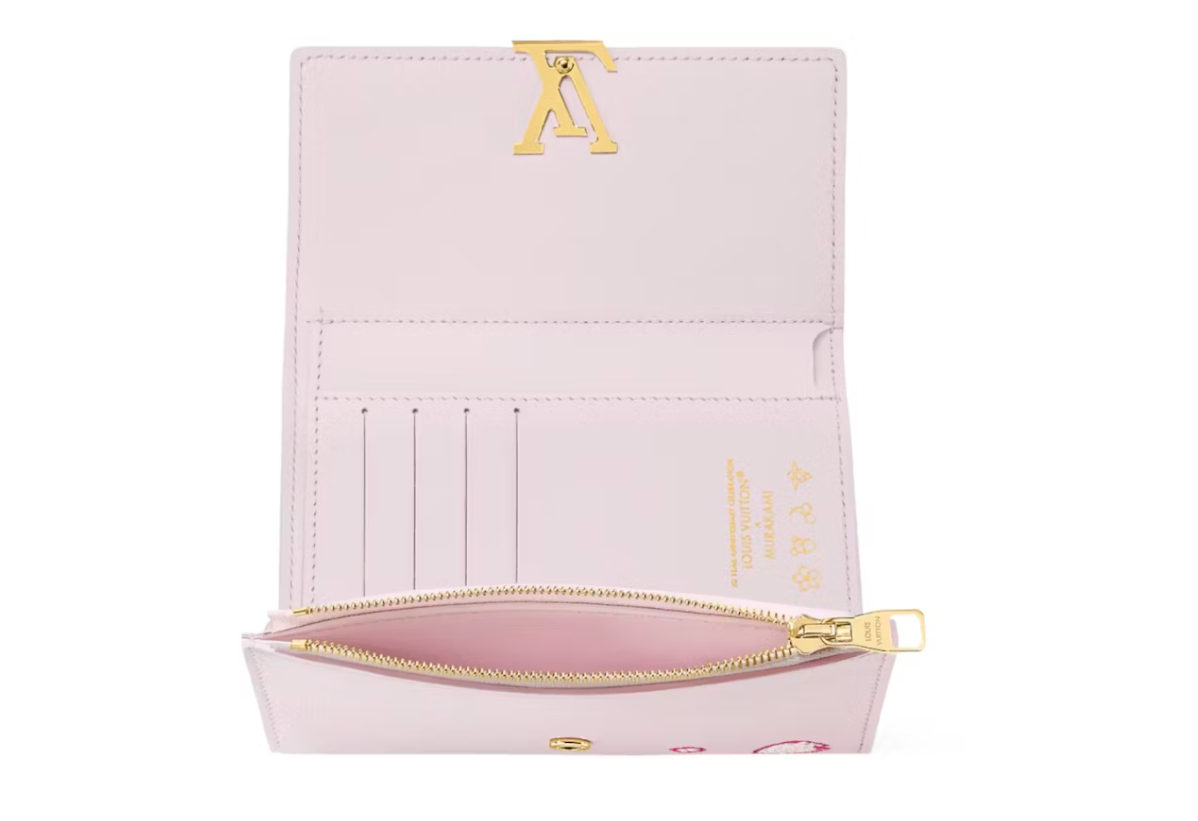 Louis Vuitton x Takashi Murakami Portefeuille compact Capucines Rose