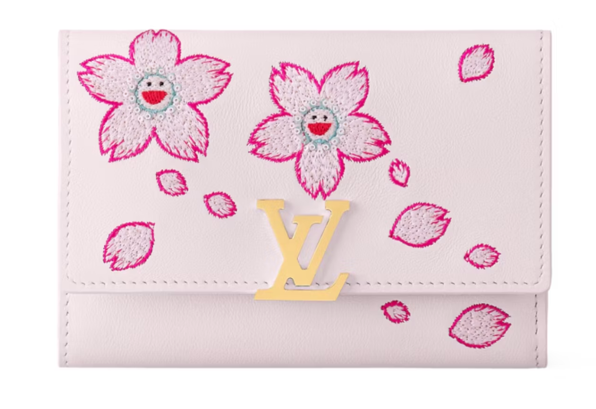 Louis Vuitton x Takashi Murakami Portefeuille compact Capucines Rose
