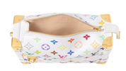 Louis Vuitton x Takashi Murakami Side Trunk intérieur crème beige blanc fleurs icône logo