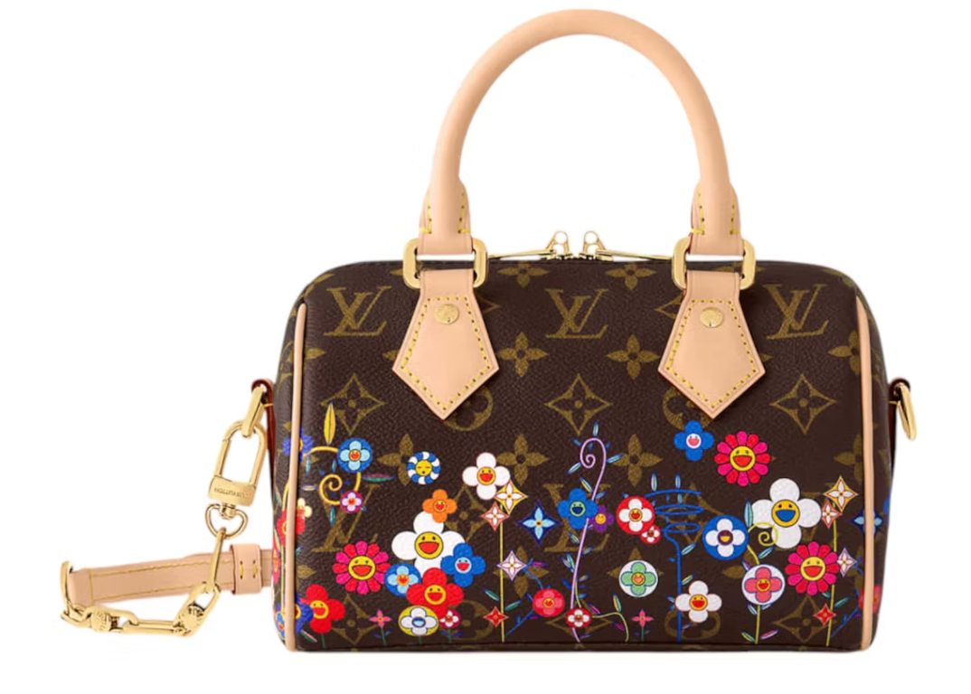 Louis Vuitton x Takashi Murakami Speedy Bandouliere 20 Monogram sac fleurs marron beige soleil logo icône