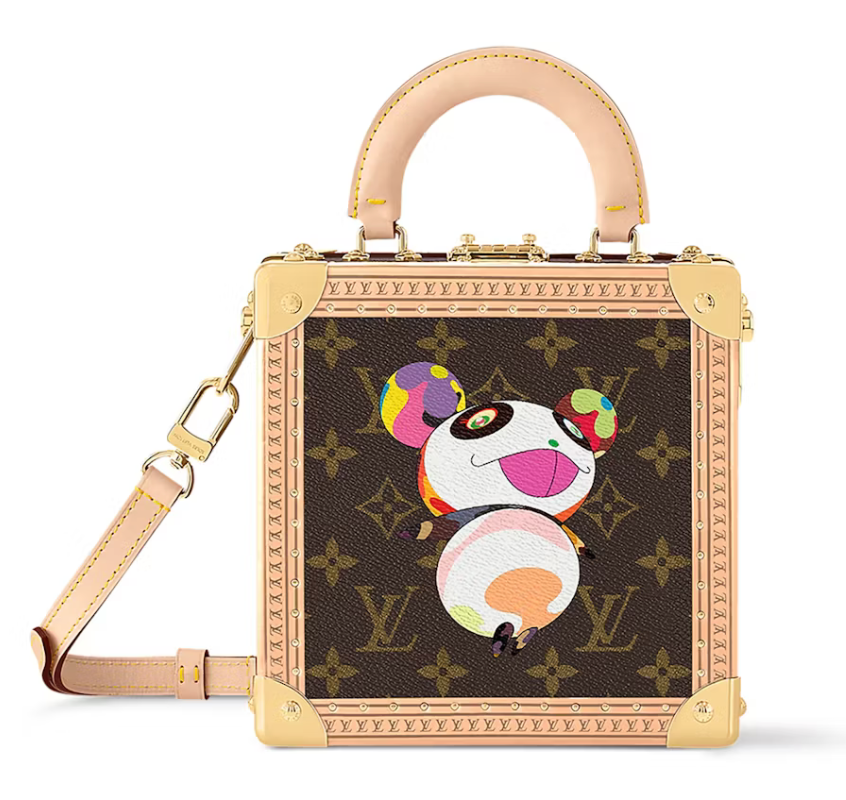 Louis_Vuitton_x_Takashi_Murakami_Square_Trunk_Panda_Monogram dorée beige panda multicolor marron mallette