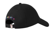 Louis Vuitton x Takashi Murakami Superflat Cap Black en coton noir avec logo LV Hands multicolore brodé, visière incurvée et sangle ajustable.