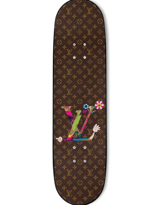 Louis Vuitton x Takashi Murakami Superflat Characters Skateboard Monogram planche fleurs logo