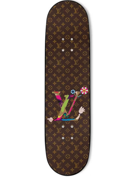 Louis Vuitton x Takashi Murakami Superflat Characters Skateboard Monogram planche fleurs logo