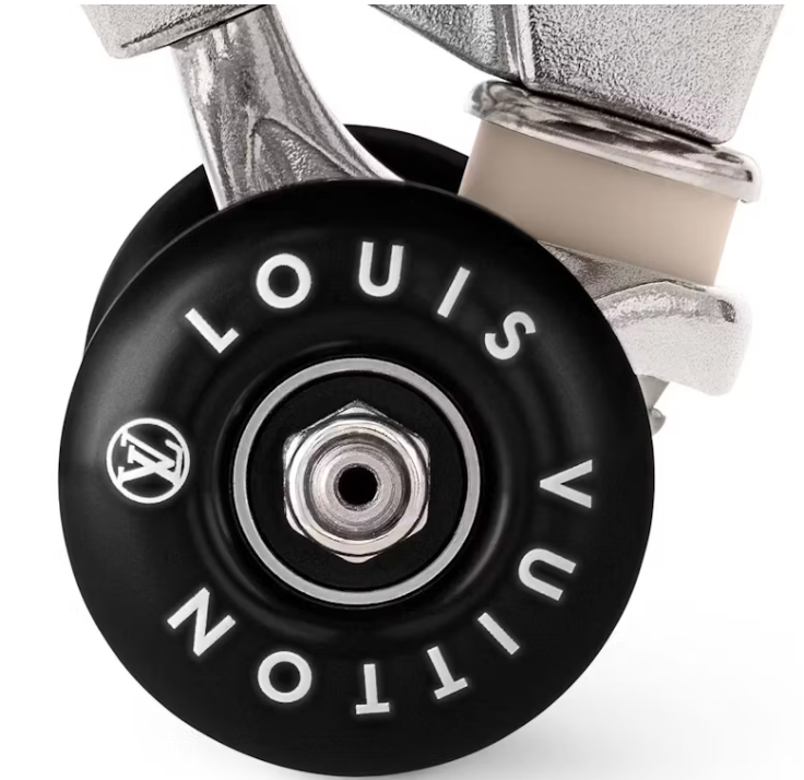 Louis Vuitton x Takashi Murakami Superflat Characters Skateboard Monogram roue wheel logo blanc acier argent 