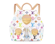 Louis Vuitton x Takashi Murakami Venice Backpack White Multicolored fleurs logo couleurs multicolors LV blanc beige poche or