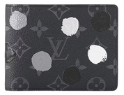 Louis Vuitton x Yayoi Kusama Multiple Wallet noir tache blanche logo icône gris 