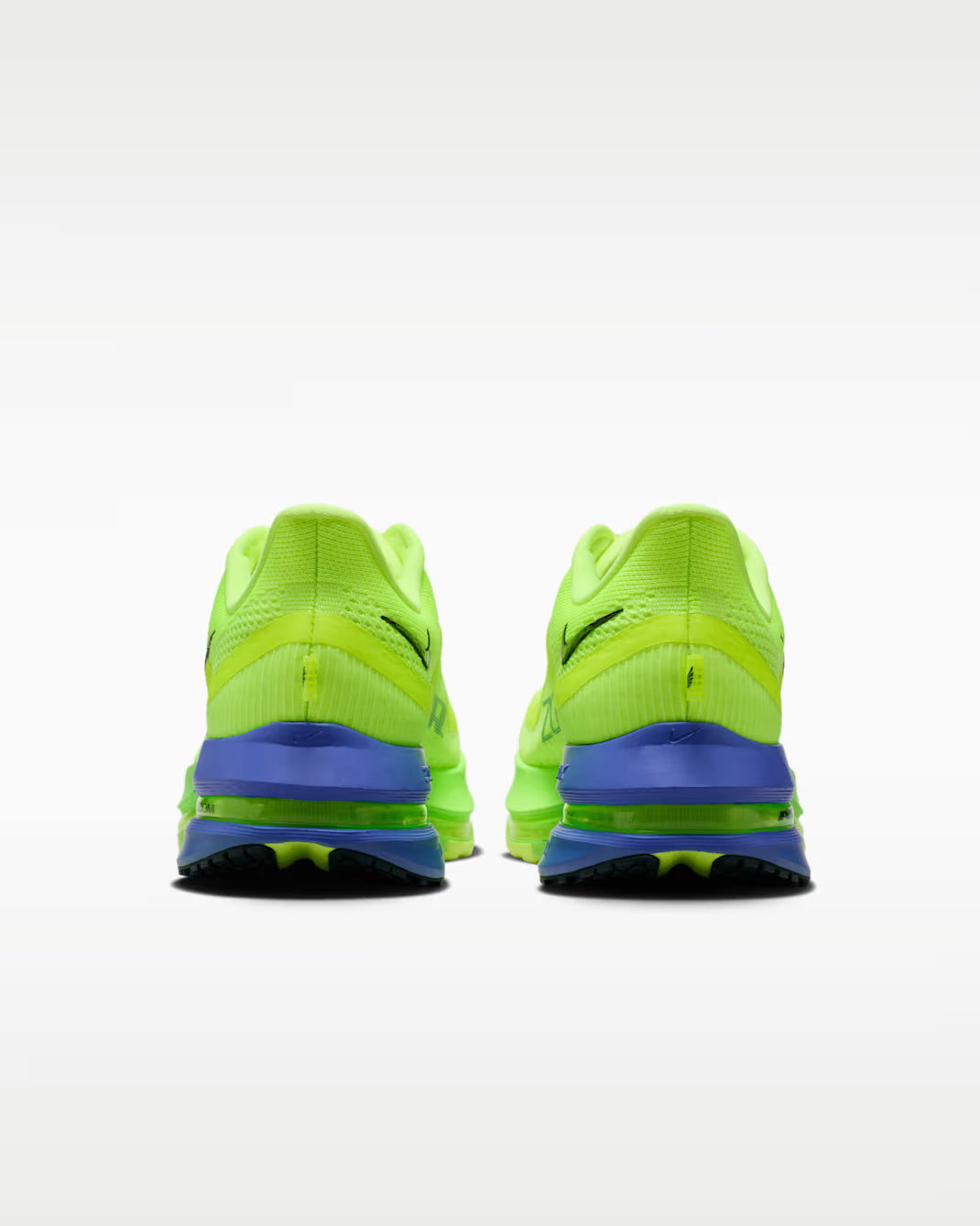 Nike Air Zoom Pegasus Premium Lime Blast Sapphire en mesh technique avec amorti ZoomX ReactX et Air Zoom visible intégrale. vue arrière de la chaussure