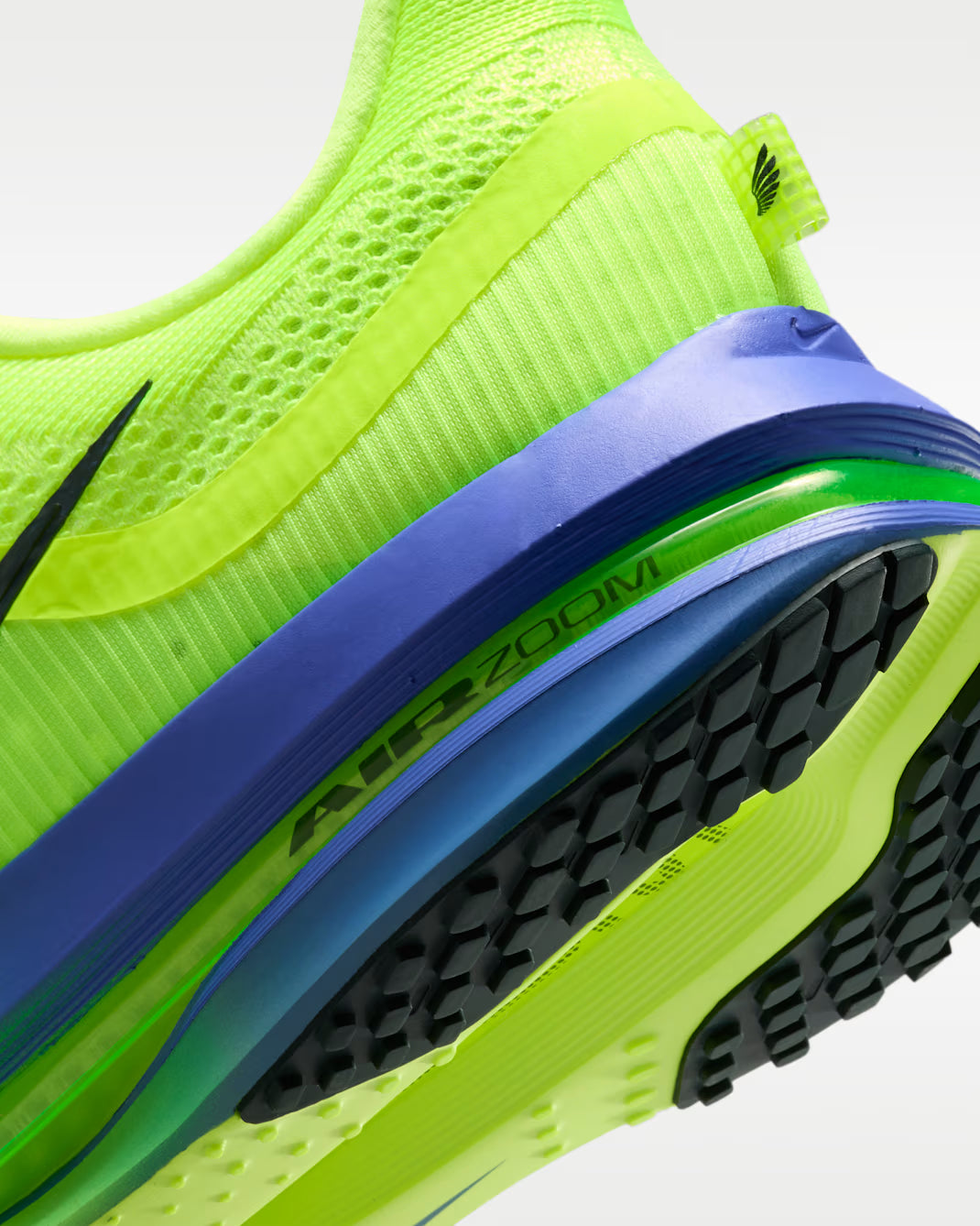 Nike Air Zoom Pegasus Premium Lime Blast Sapphire en mesh technique avec amorti ZoomX ReactX et Air Zoom visible intégrale. zoom arrière de la chaussure