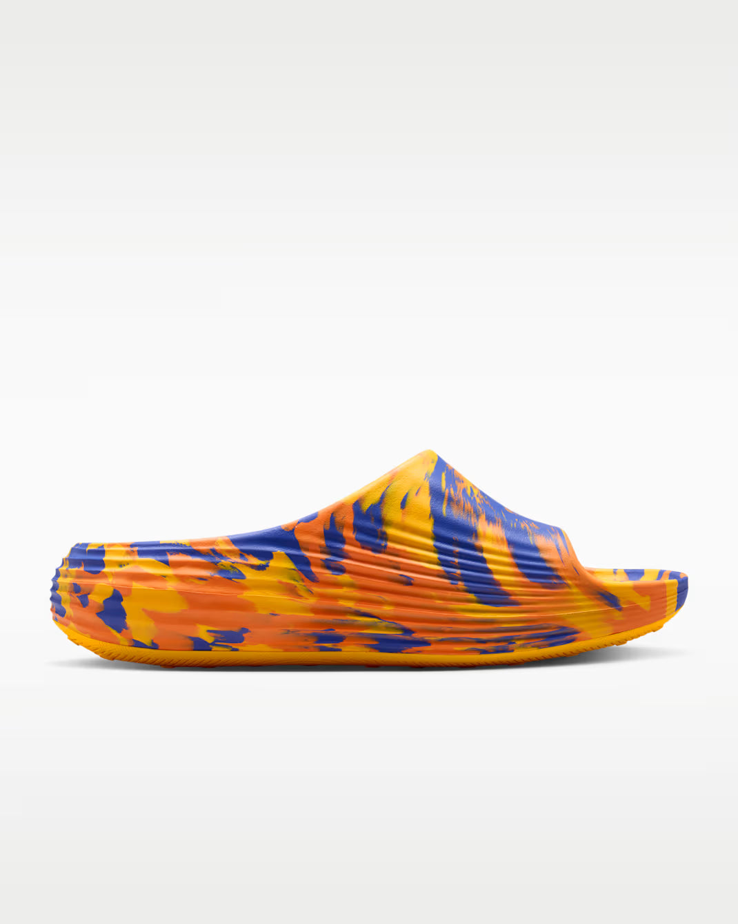 Nike ReactX Rejuven8 Slide SE bleue Lapis et orange Total Orange en mousse ReactX avec design ergonomique et confort premium. vue de profil intérieur