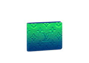 Louis Vuitton PF Slender Taurillon Illusion Blue/Green, portefeuille en cuir Taurillon bleu et vert avec motif Monogram LV embossé.