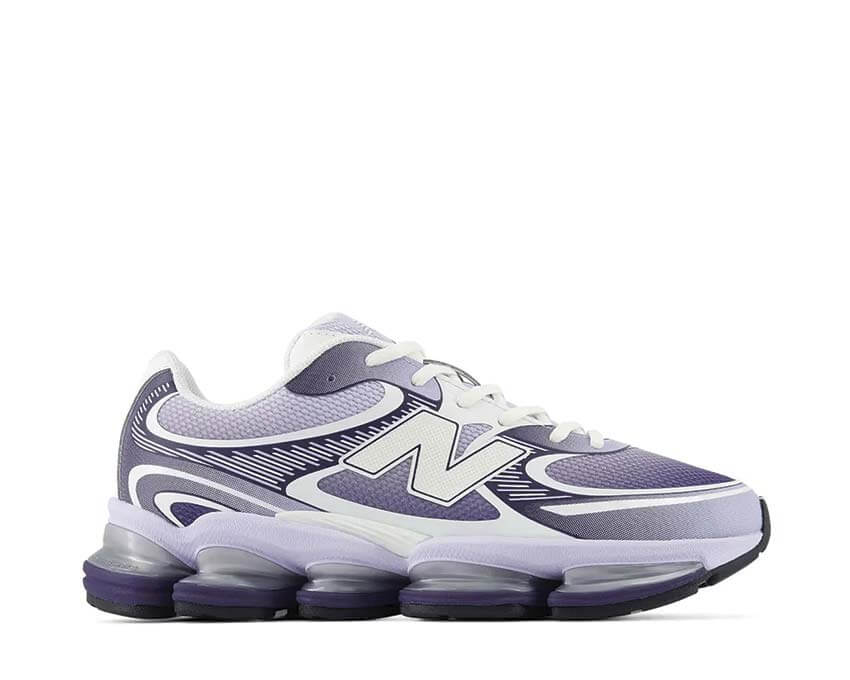 New Balance ABZORB 2000 Boysenberry Smoked Violet avec tige en mesh technique respirant, empiècements synthétiques violets et semelle sculptée avec technologie d'amorti ABZORB vue de profil. 