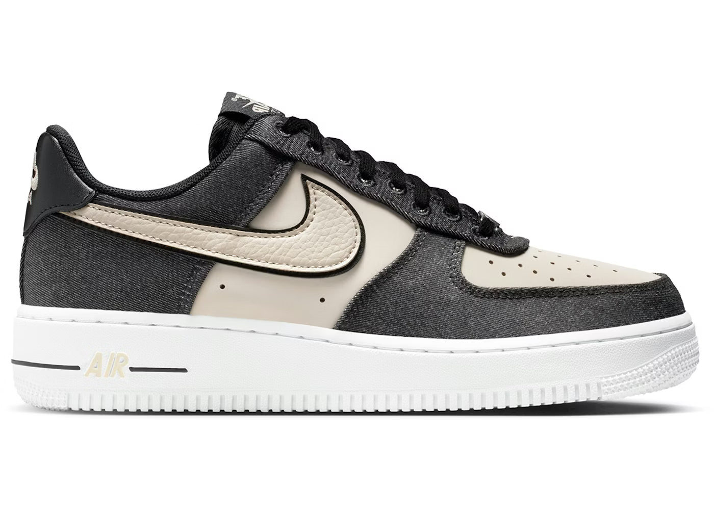 Sneakers Nike Air Force 1 Low 07 SE noires en denim et mesh filet avec semelle Air et design iconique