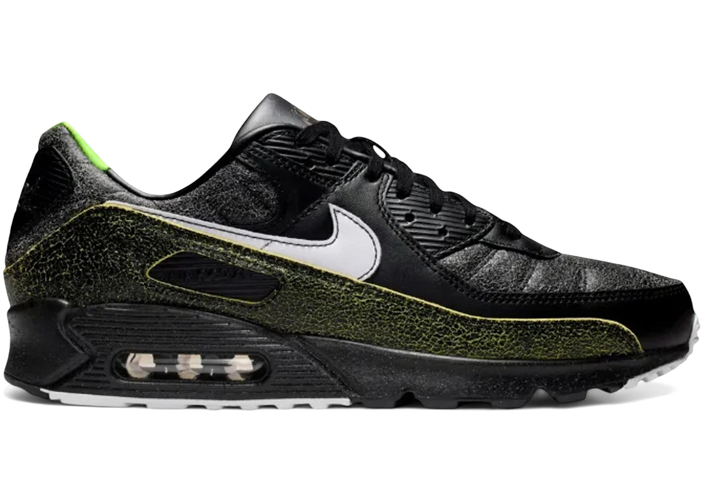 Sneaker Nike Air Max 90 Tiempo 2005 en cuir premium noir avec semelle Air visible et détails inspirés des chaussures de football vintage.