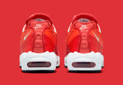 Sneakers Nike Air Max 95 Picante Red rouges et noires en mesh et matières synthétiques avec amorti Air Max visible. Vue de derrière 