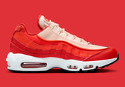 Sneakers Nike Air Max 95 Picante Red rouges et noires en mesh et matières synthétiques avec amorti Air Max visible. Vue intérieur 