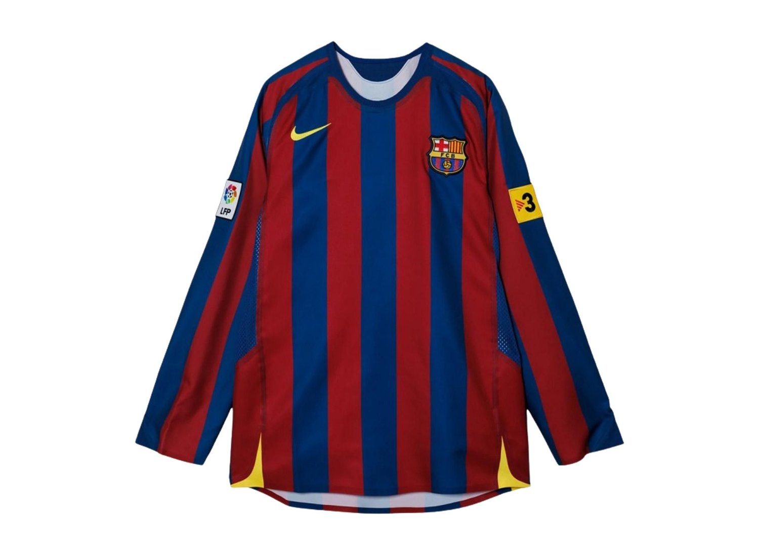 Nike FC Barcelona Re-Issue 2005/06 Ronaldinho #10 Home Jersey Multicolor, maillot rétro blaugrana du Barça avec flocage Ronaldinho numéro 10.