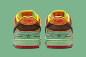 chaussure de ville Nike Dunk SB vert d'eau, marron, rouge, orange, swooch marron, vue de l'arrière